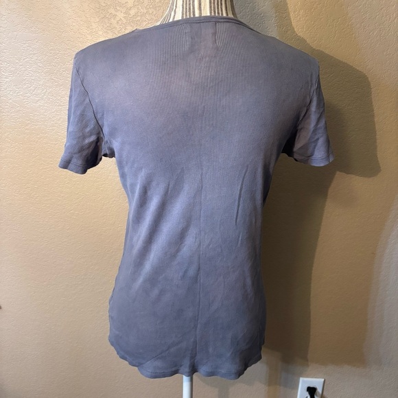 Skinny Minnie Top Large Charcoal Patterned Short-Sleeve Ribbed 100% Cotton Beads - Picture 6 of 14